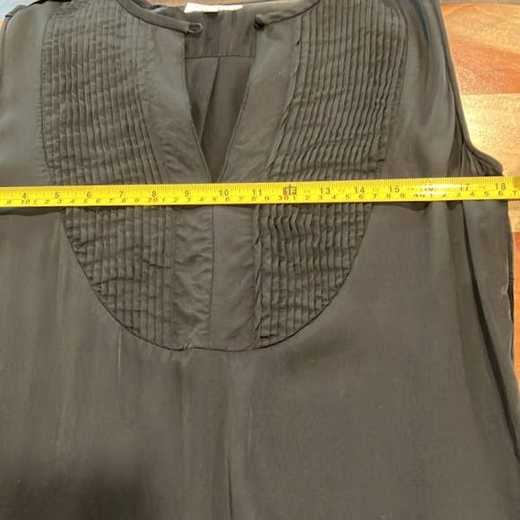 Black tank tuxedo style top by Equipment Femme. Size large. - Picture 4 of 7